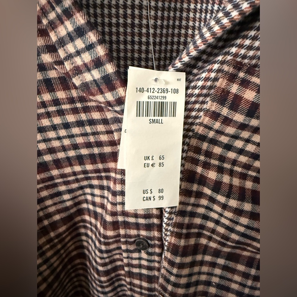 Abercrombie Flannel Button Up Checkered Shirt Black and Brown New With Tags - Picture 3 of 9